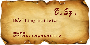 Báling Szilvia névjegykártya