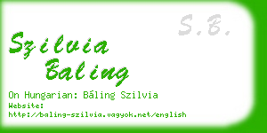 szilvia baling business card